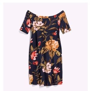 French Grey Off Shoulder Floral Maternity Dress